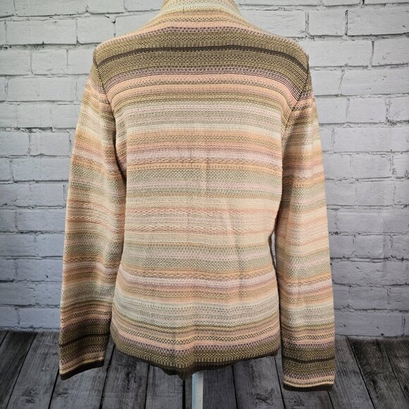 WOMENS EARTHY STRIPED SWEATER LIZ CLAIBORNE MOCK TURTLENECK SIZE LARGE - Picture 3 of 6